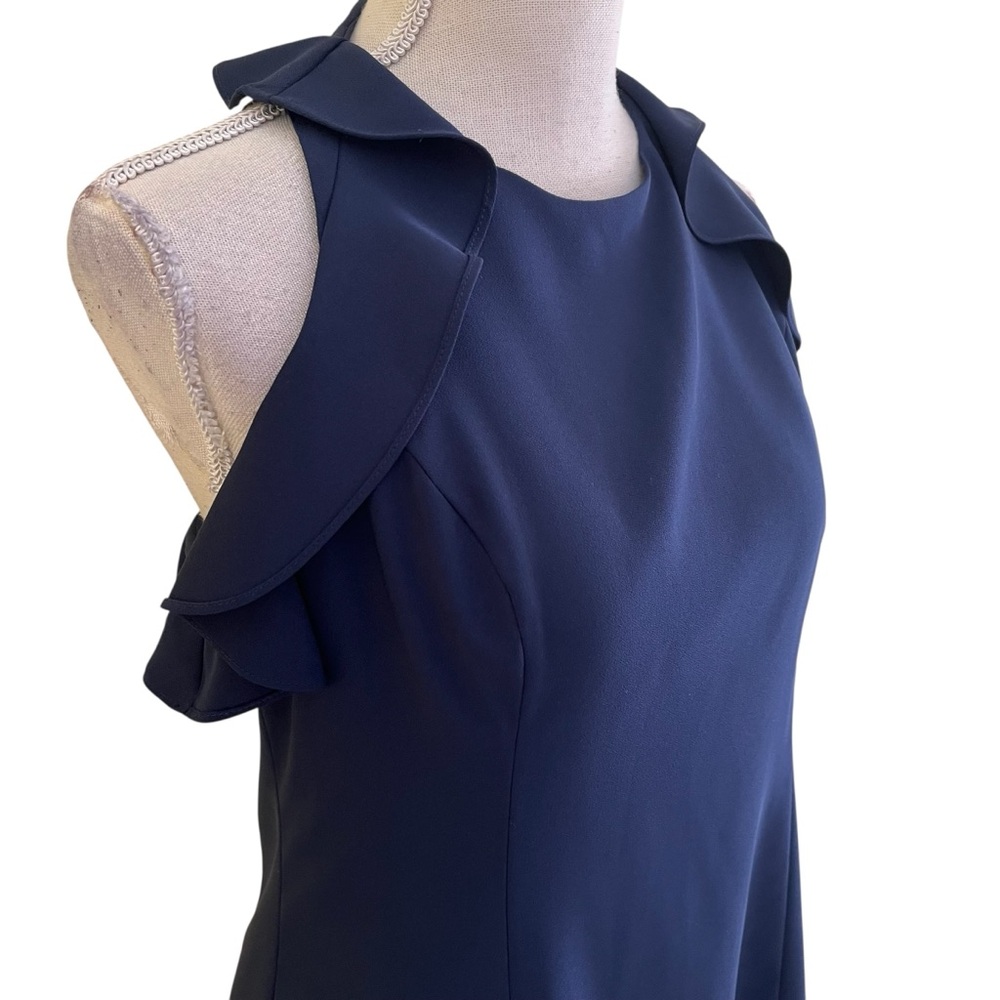 Lilly Pulitzer Navy BlueCrepe Sleeveless Flounce Lace Yoke Britnee Dress 6 - Picture 4 of 12